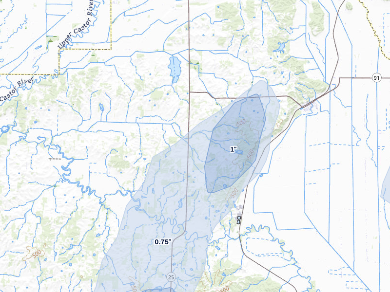 NEXRAD radar-signature map of the hail over Bloomfield, MO