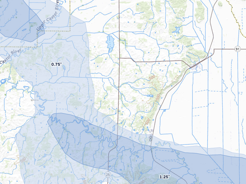 NEXRAD radar-signature map of the hail storm over Bloomfield, MO on Jul 9, 2026