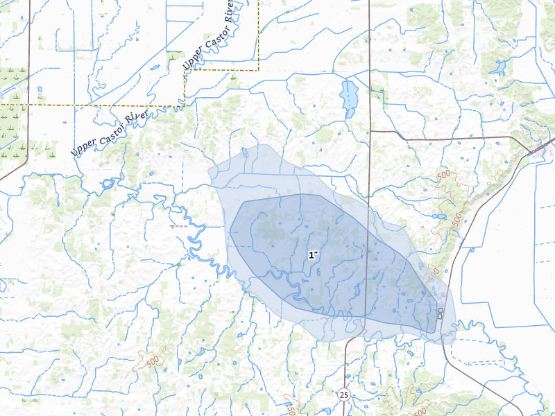 NEXRAD radar-signature map of the hail storm over Bloomfield, MO on Aug 16, 2026