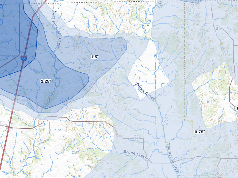 NEXRAD radar-signature map of the hail storm over Blythedale, MO on May 16, 2026