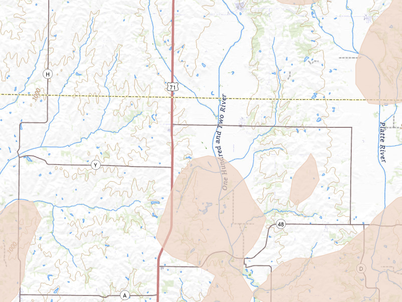 Radar-estimated hail-size map of the storm over Bolckow, MO on May 16, 2026