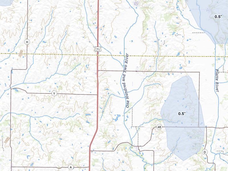 NEXRAD radar-signature map of the hail storm over Bolckow, MO on May 17, 2026