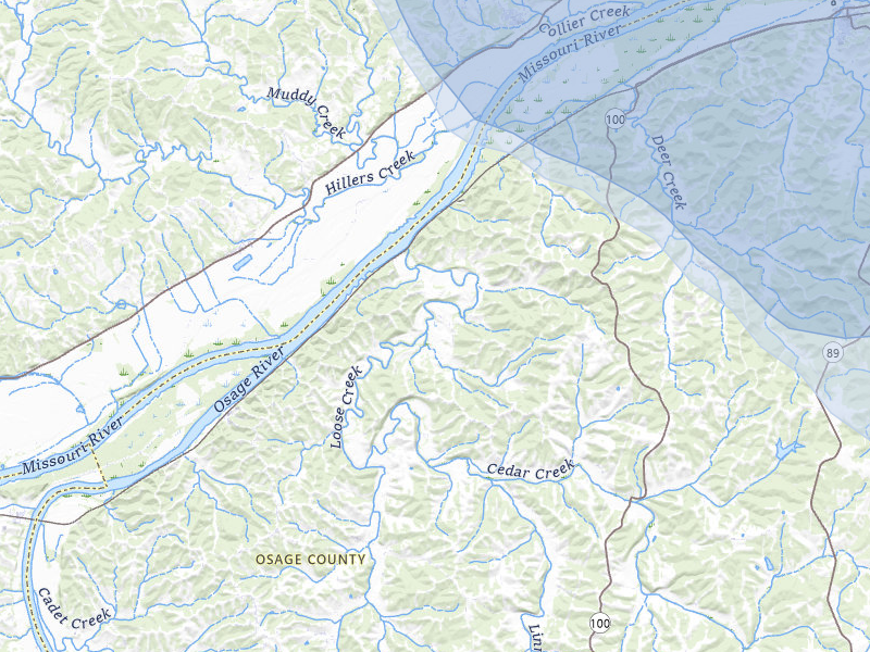 NEXRAD radar-signature map of the hail storm over Bonnots Mill, MO on Jul 31, 2026