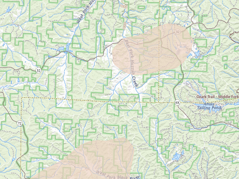 Radar-estimated hail-size map of the storm over Boss, MO on Apr 16, 2026