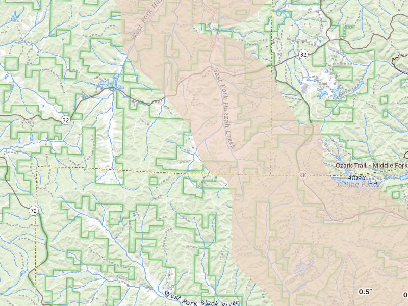 Radar-estimated hail-size map of the storm over Boss, MO on Jul 9, 2026