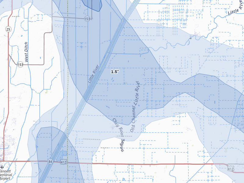 NEXRAD radar-signature map of the hail storm over Bragg City, MO on Aug 26, 2026