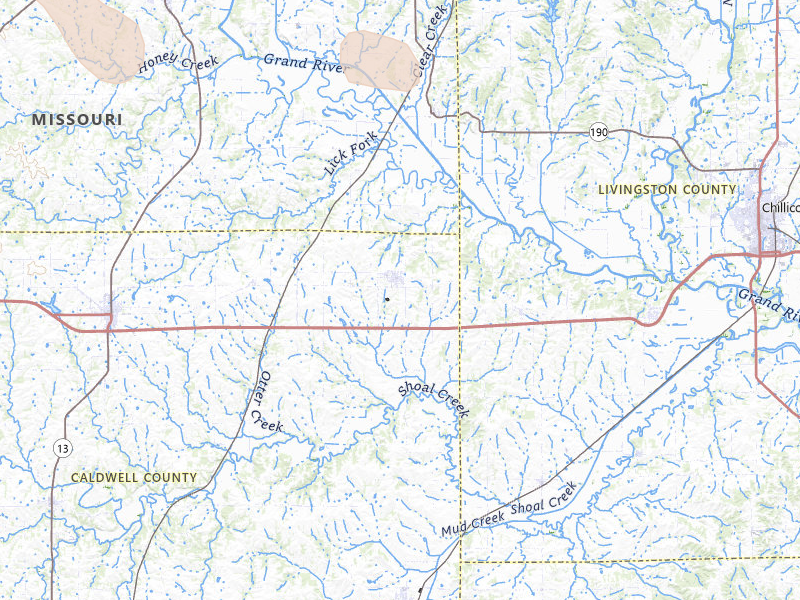 Radar-estimated hail-size map of the storm over Breckenridge, MO on Jul 20, 2026