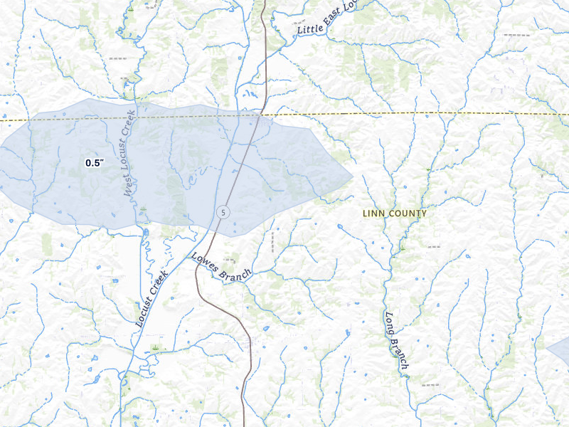 NEXRAD radar-signature map of the hail over Browning, MO
