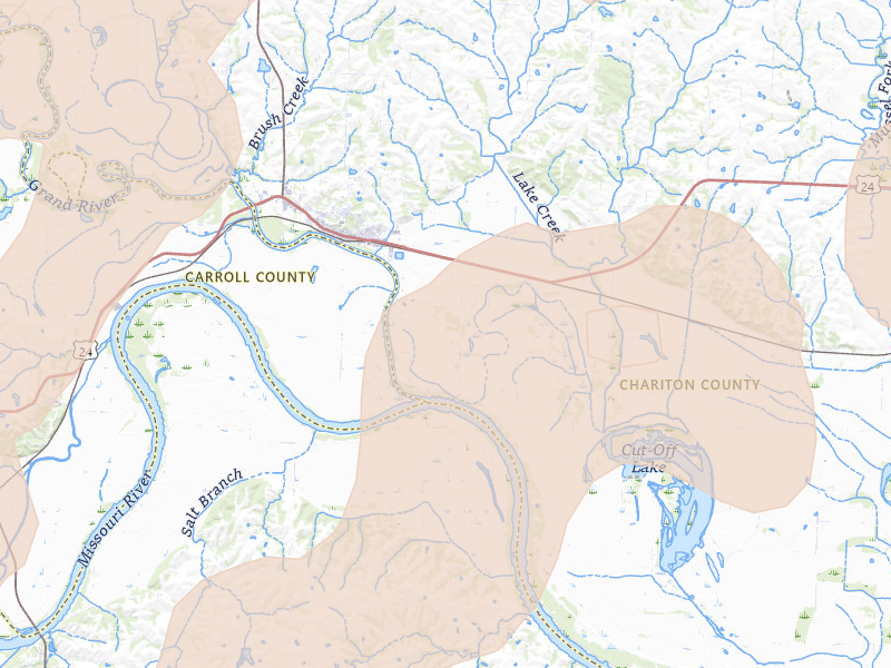 Radar-estimated hail-size map of the storm over Brunswick, MO on Mar 10, 2026