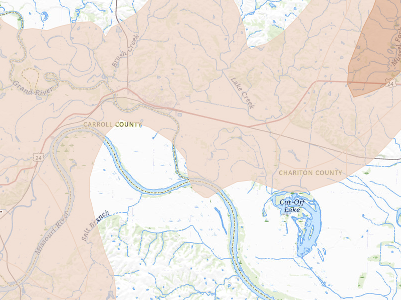 Radar-estimated hail-size map of the storm over Brunswick, MO on Apr 26, 2026