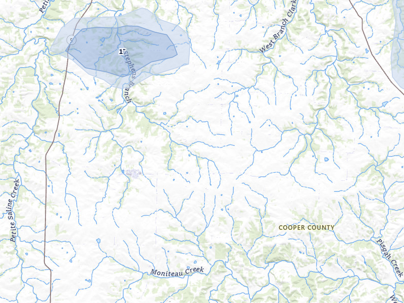 NEXRAD radar-signature map of the hail storm over Bunceton, MO on May 31, 2026