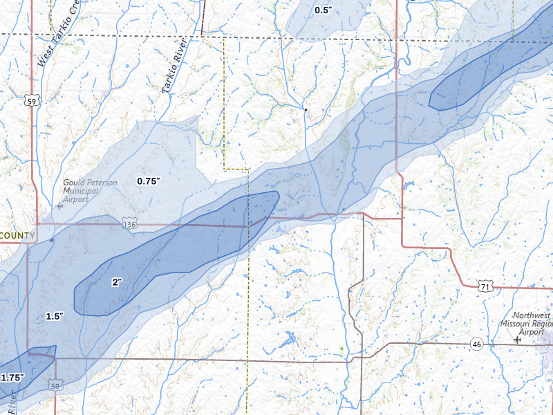 NEXRAD radar-signature map of the hail storm over Burlington Junction, MO on Apr 3, 2026