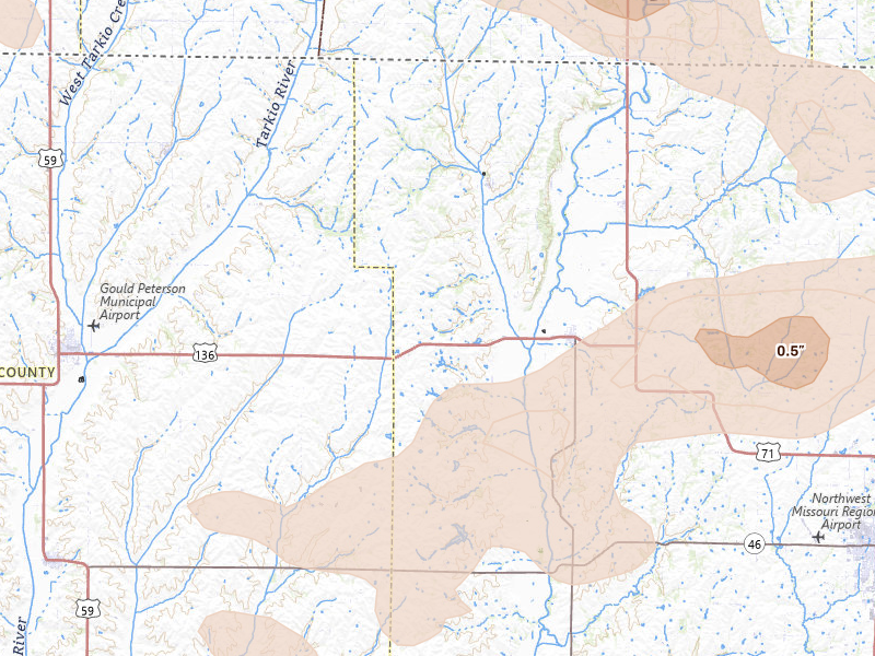 Radar-estimated hail-size map of the storm over Burlington Junction, MO