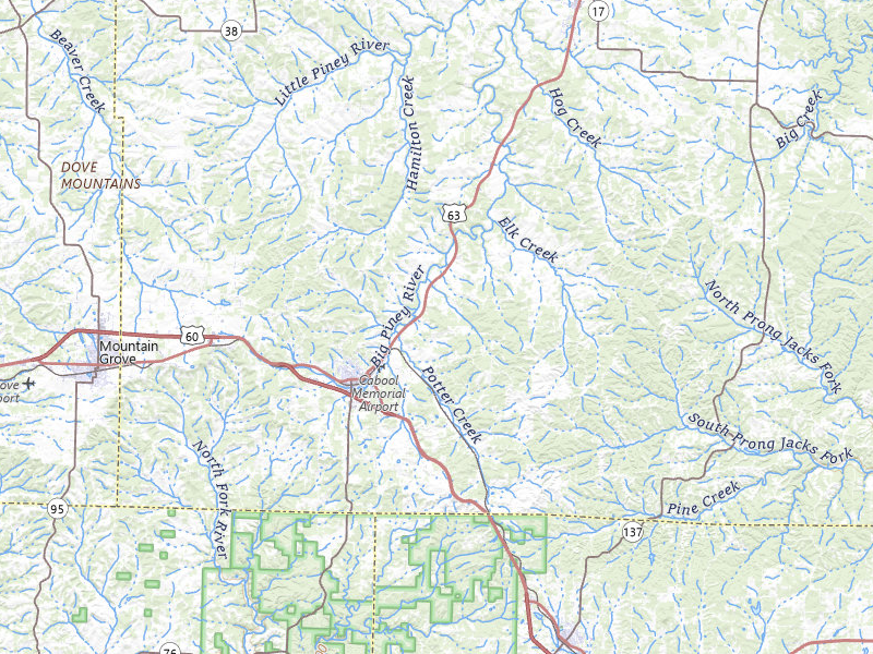 Radar-estimated hail-size map of the storm over Cabool, MO on Mar 4, 2026