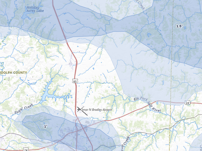 NEXRAD radar-signature map of the hail storm over Cairo, MO on May 4, 2026