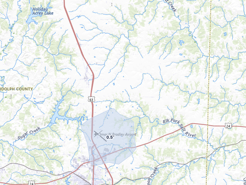 NEXRAD radar-signature map of the hail storm over Cairo, MO on May 17, 2026