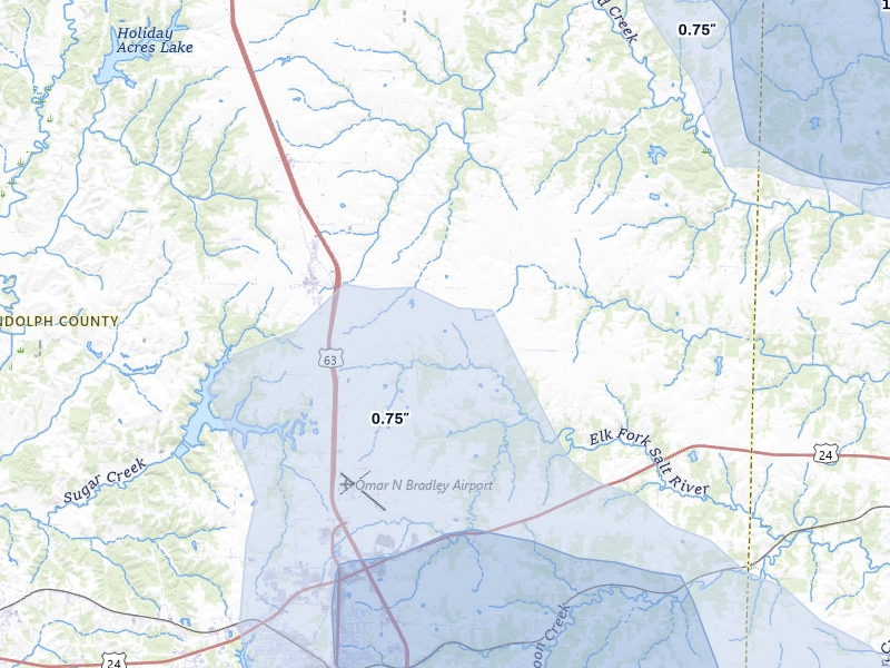 NEXRAD radar-signature map of the hail storm over Cairo, MO on May 31, 2026