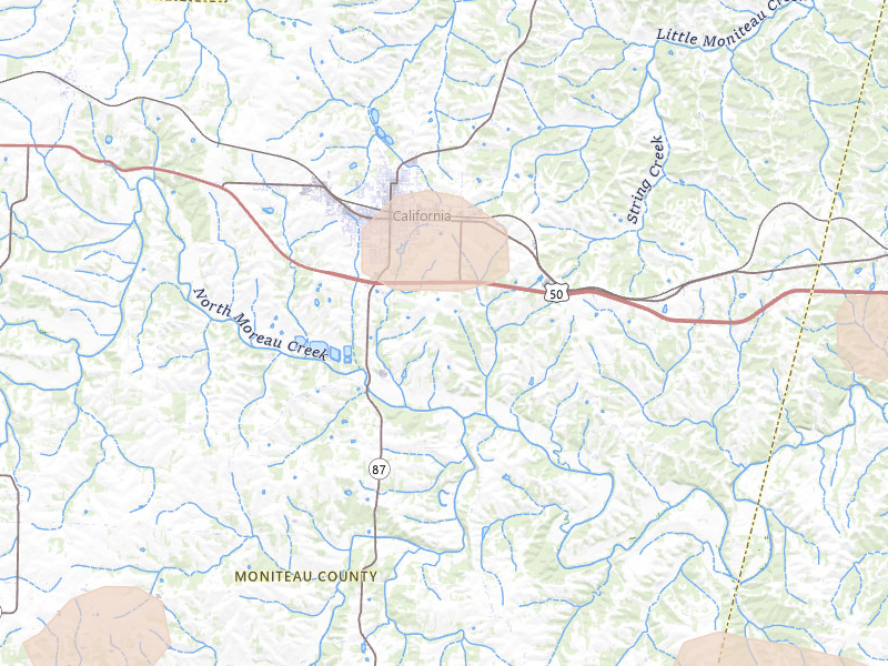 Radar-estimated hail-size map of the storm over California, MO