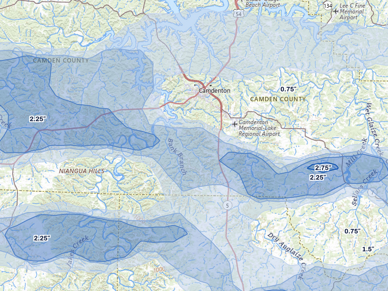 NEXRAD radar-signature map of the hail over Camdenton, MO
