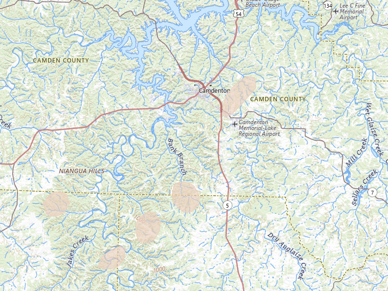 Radar-estimated hail-size map of the storm over Camdenton, MO on May 18, 2026