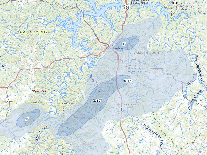 NEXRAD radar-signature map of the hail storm over Camdenton, MO on May 18, 2026