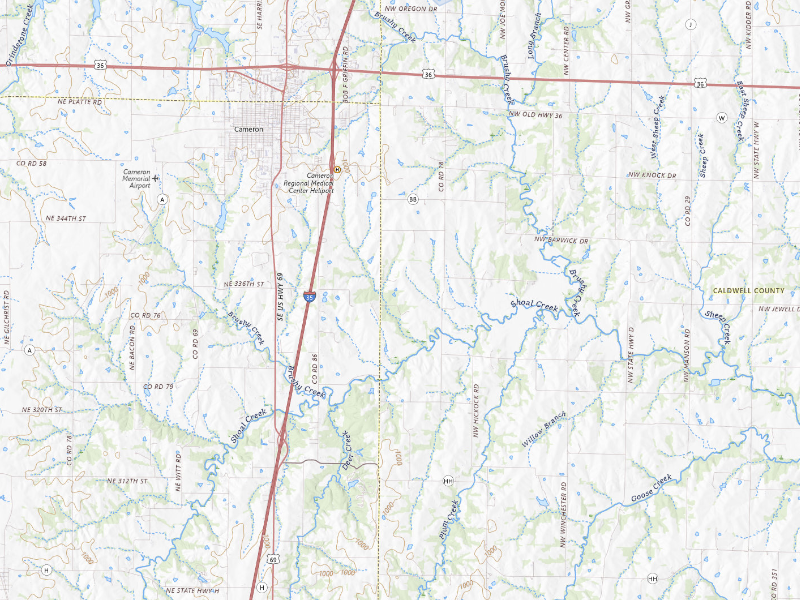 NEXRAD radar-signature map of the hail storm over Cameron, MO on Aug 14, 2026