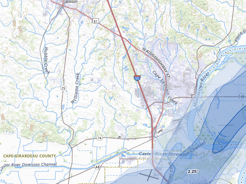 NEXRAD radar-signature map of the hail over Cape Girardeau, MO