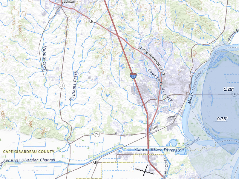 NEXRAD radar-signature map of the hail storm over Cape Girardeau, MO on Jul 3, 2026