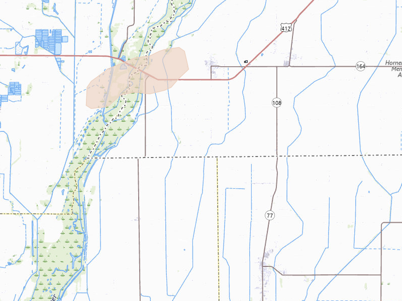 Radar-estimated hail-size map of the storm over Cardwell, MO on Apr 26, 2026