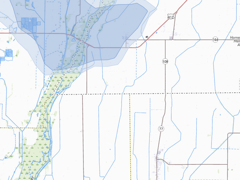 NEXRAD radar-signature map of the hail over Cardwell, MO