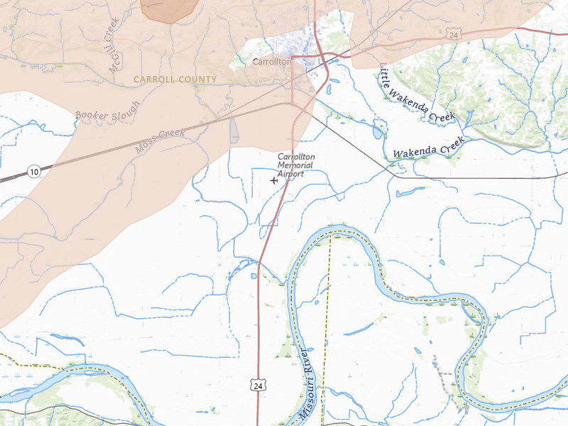 Radar-estimated hail-size map of the storm over Carrollton, MO on Mar 10, 2026