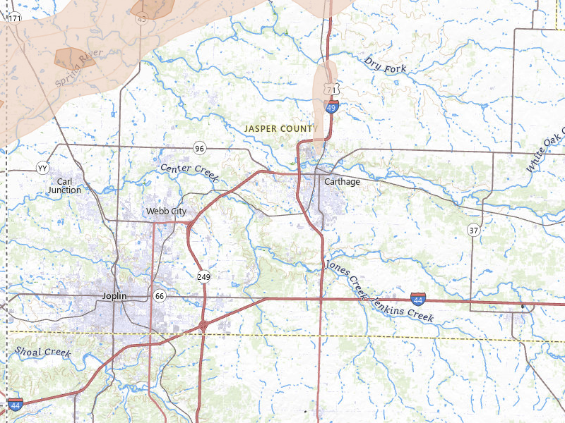 Radar-estimated hail-size map of the storm over Carthage, MO