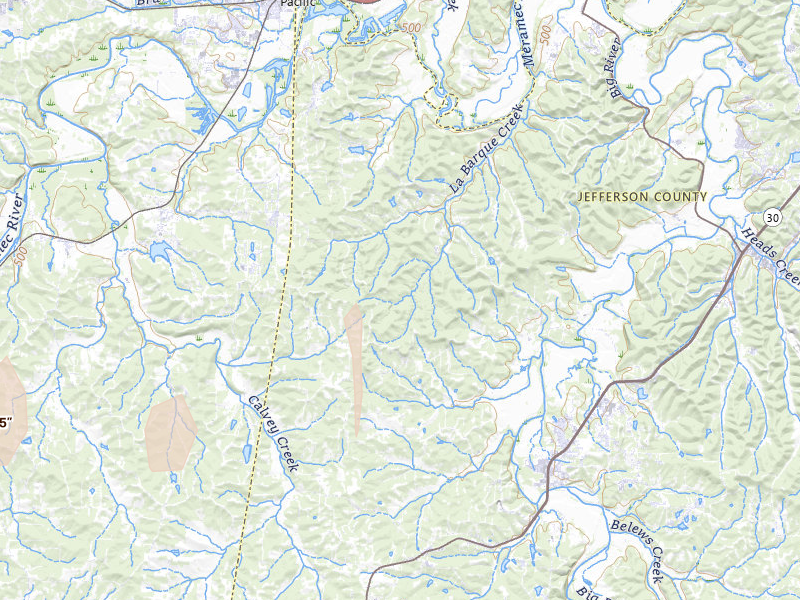 Radar-estimated hail-size map of the storm over Catawissa, MO on May 18, 2026