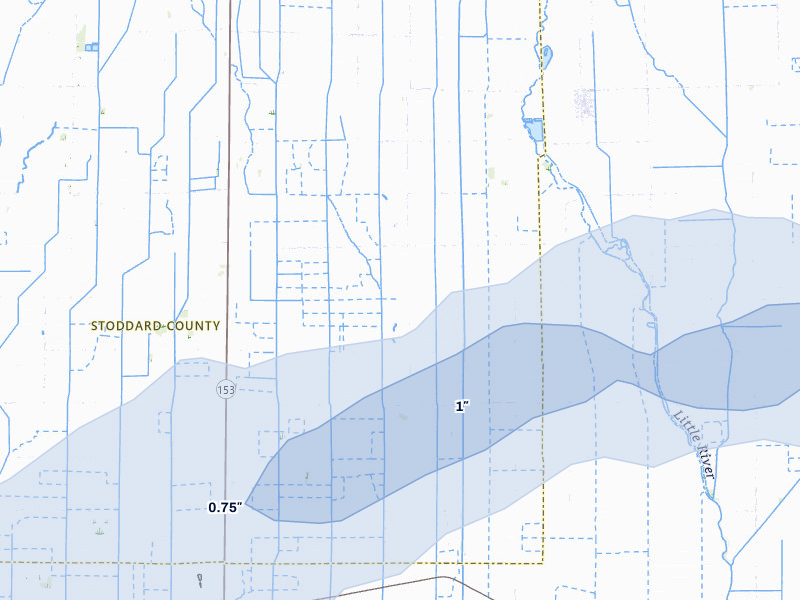NEXRAD radar-signature map of the hail storm over Catron, MO on Mar 4, 2026