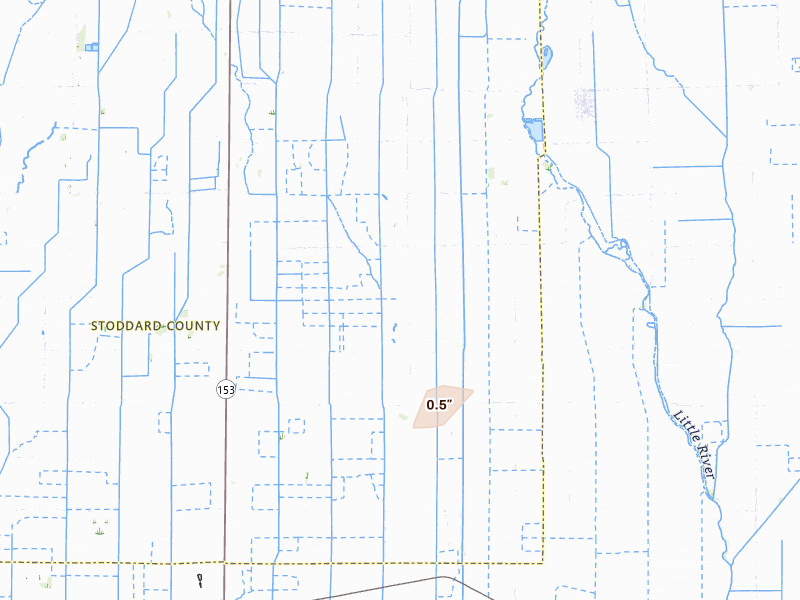 Radar-estimated hail-size map of the storm over Catron, MO on Jun 21, 2026