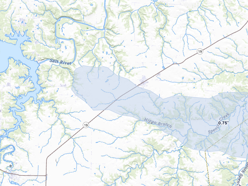 NEXRAD radar-signature map of the hail storm over Center, MO on May 3, 2026