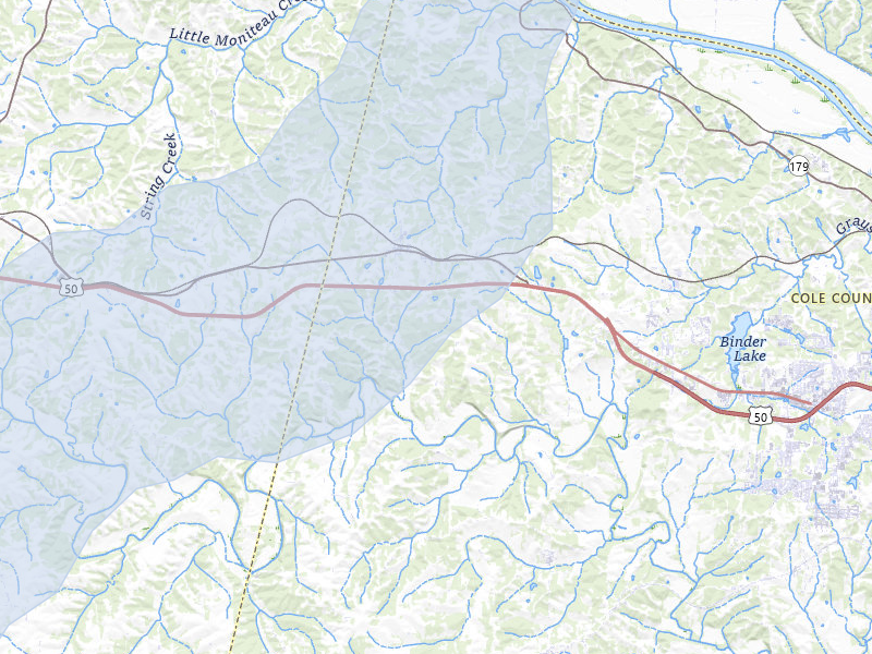 NEXRAD radar-signature map of the hail over Centertown, MO