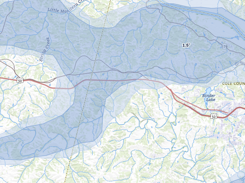 NEXRAD radar-signature map of the hail storm over Centertown, MO on May 31, 2026