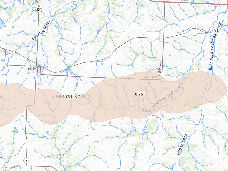 Radar-estimated hail-size map of the storm over Centerview, MO