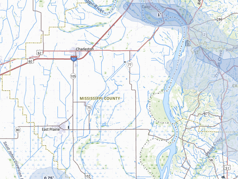 NEXRAD radar-signature map of the hail storm over Charleston, MO on Jun 9, 2026