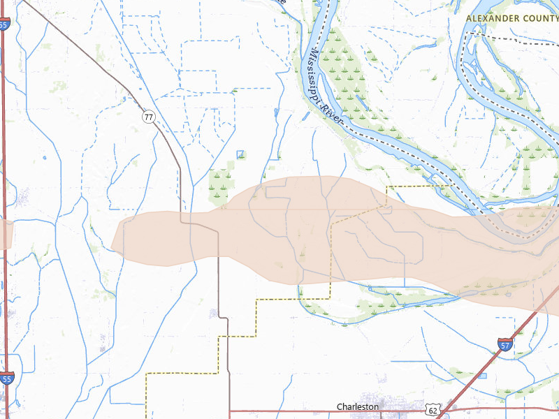 Radar-estimated hail-size map of the storm over Charleston, MO