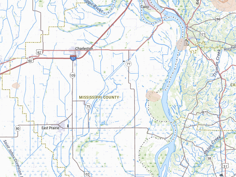 Radar-estimated hail-size map of the storm over Charleston, MO on Jul 8, 2026