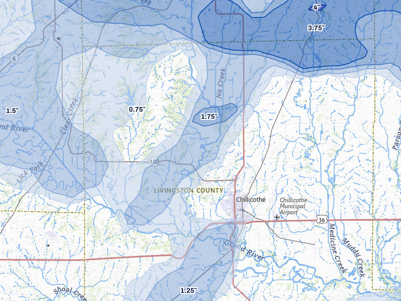 NEXRAD radar-signature map of the hail storm over Chillicothe, MO on May 16, 2026