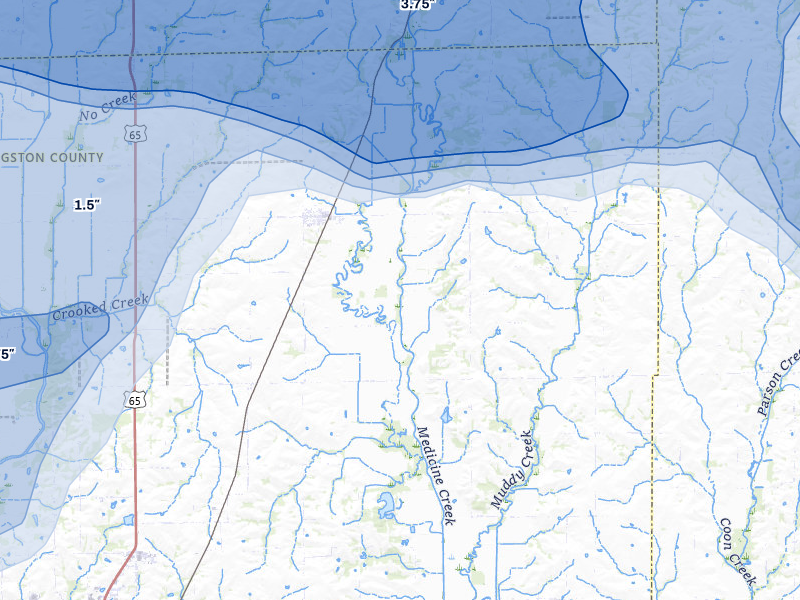 NEXRAD radar-signature map of the hail storm over Chula, MO on May 16, 2026