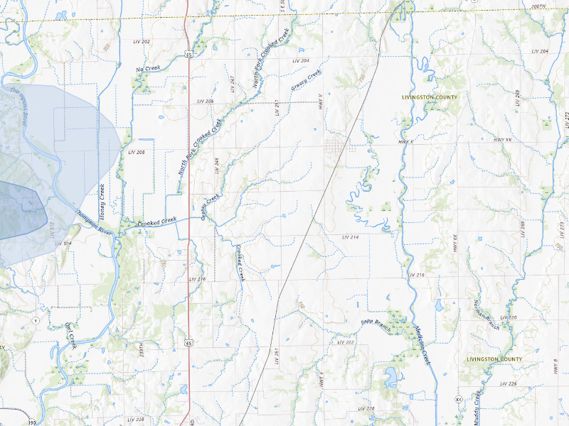 NEXRAD radar-signature map of the hail storm over Chula, MO on Aug 14, 2026