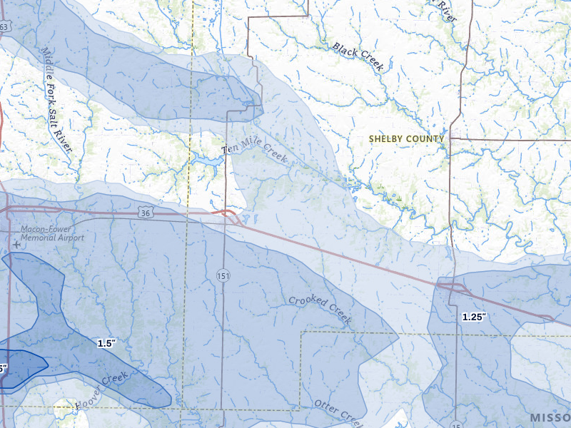 NEXRAD radar-signature map of the hail storm over Clarence, MO on May 4, 2026