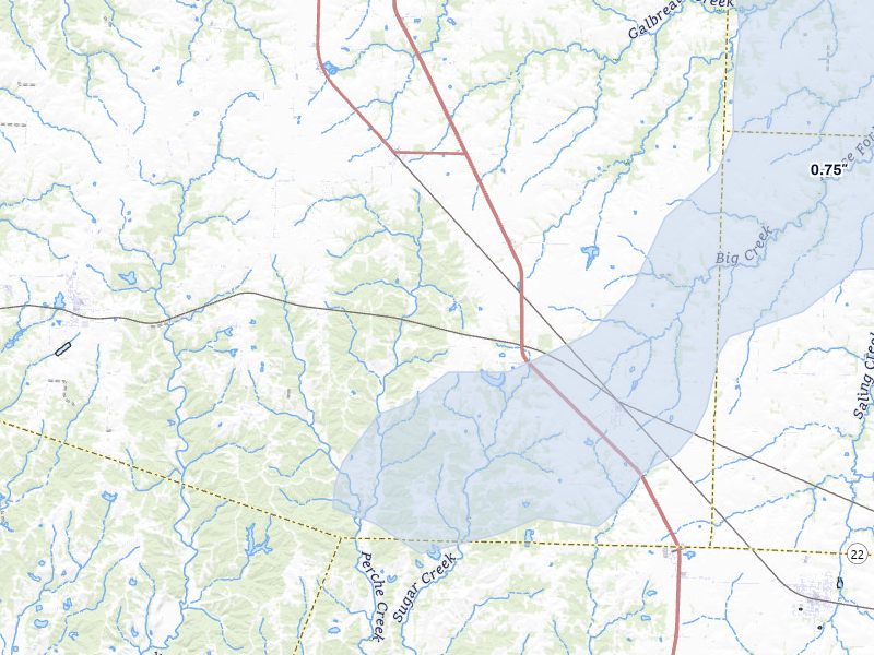 NEXRAD radar-signature map of the hail over Clark, MO