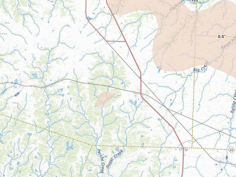 Radar-estimated hail-size map of the storm over Clark, MO on May 31, 2026