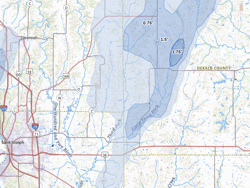 NEXRAD radar-signature map of the hail storm over Clarksdale, MO on Mar 5, 2026