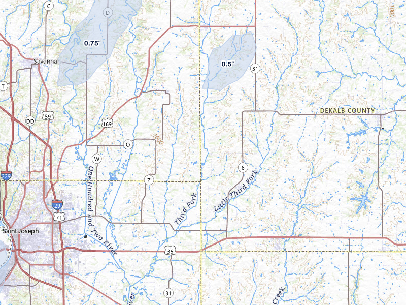 NEXRAD radar-signature map of the hail storm over Clarksdale, MO on May 29, 2026